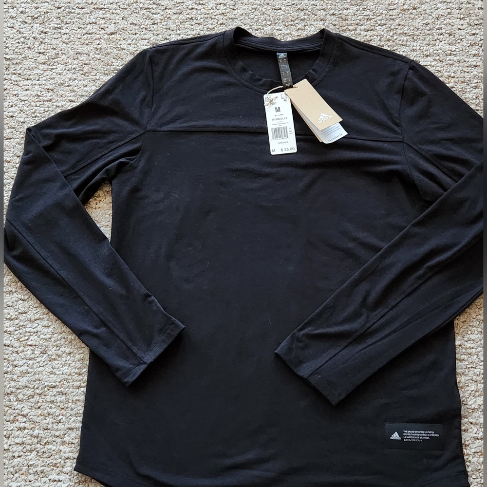 Adidas Black Urban Global Long Sleeve Shirt NEW Size Small GL7057 Training $35